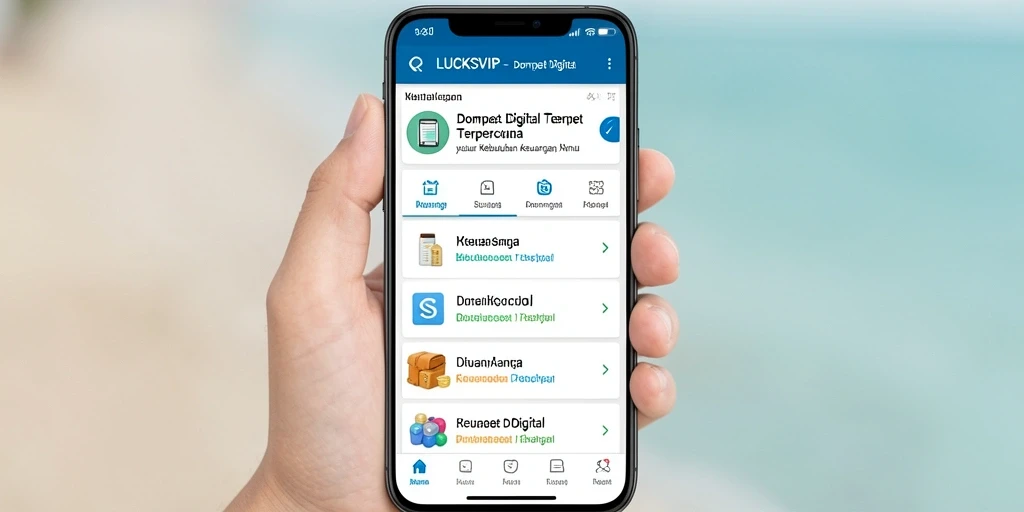 Antarmuka intuitif aplikasi Dompet Digital LUCKSVIP yang memudahkan transaksi.