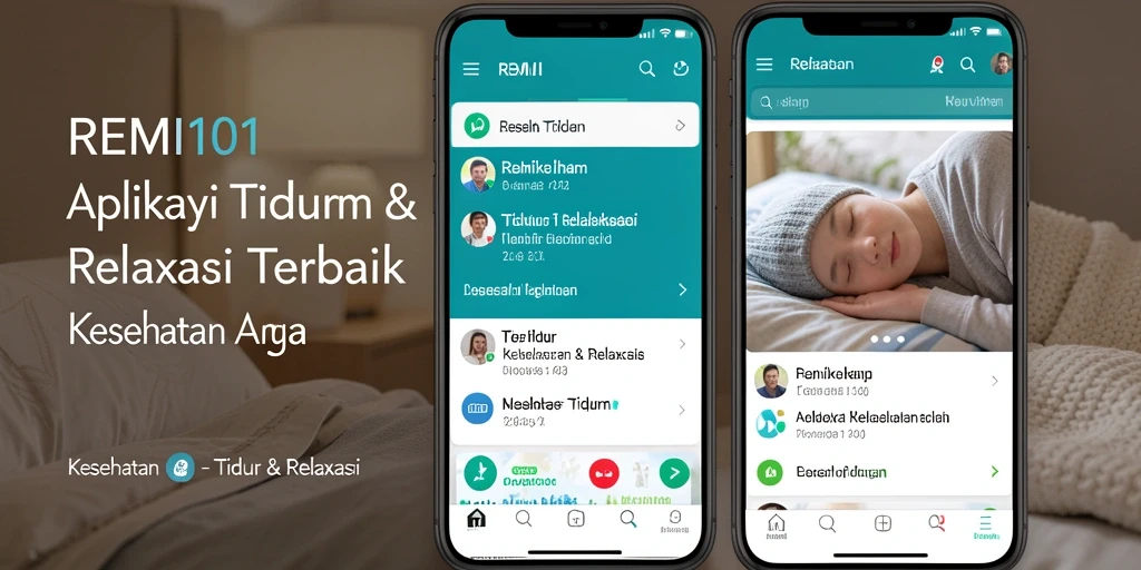 Antarmuka aplikasi REMI101 yang menenangkan untuk Tidur & Relaksasi.