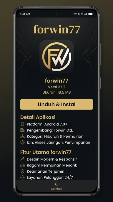 Tampilan halaman APK forwin77