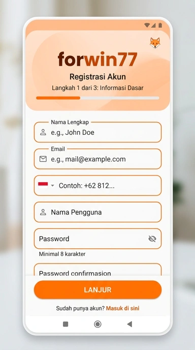 Tampilan halaman daftar forwin77