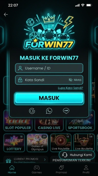 Tampilan halaman login forwin77