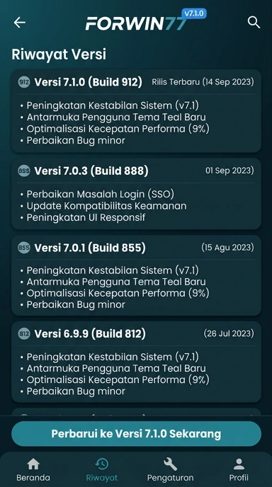 Tampilan riwayat versi forwin77
